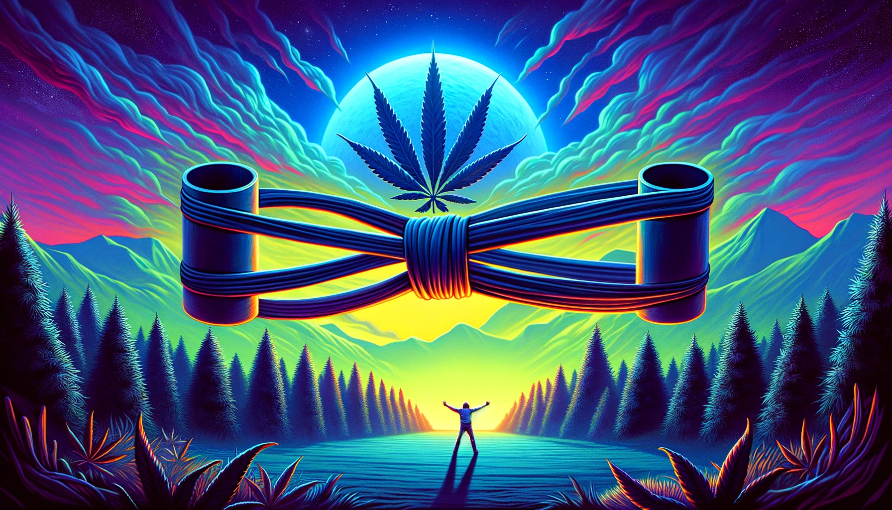 Rubber band stretched symbolizing suppressed REM sleep due to cannabis use